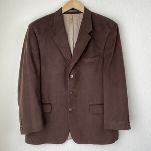 Ralph Ralph Lauren Sports Coat Mens 44R Brown Blazer Suit Faux Suede Vtg 90's